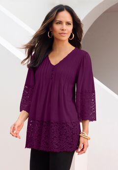 Lace-Hem Pintuck Tunic