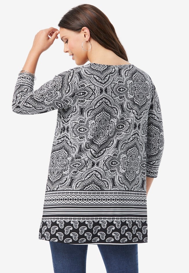 Ultrasmooth® Fabric Crewneck Printed Tunic, , on-hover image number 1