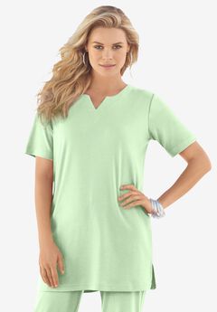 Plus Size Soft Knit Tunic with Notch Neckline