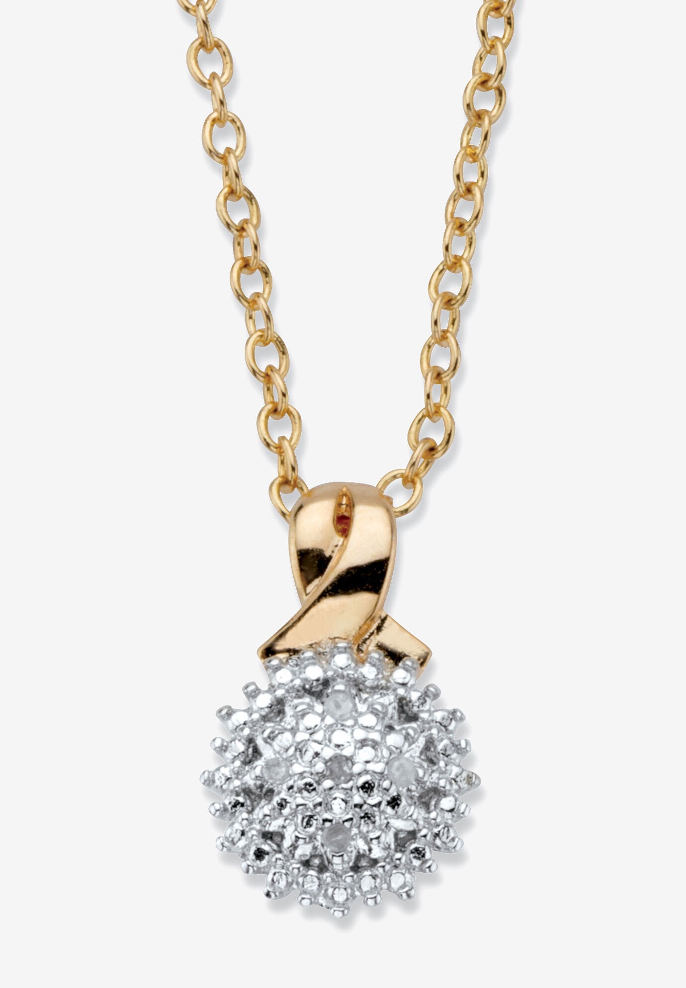 Gold-Plated Diamond Accent Cluster Pendant with 18 inches Chain, GOLD, hi-res image number 0