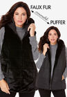 Reversible Faux Fur Vest, BLACK, hi-res image number null