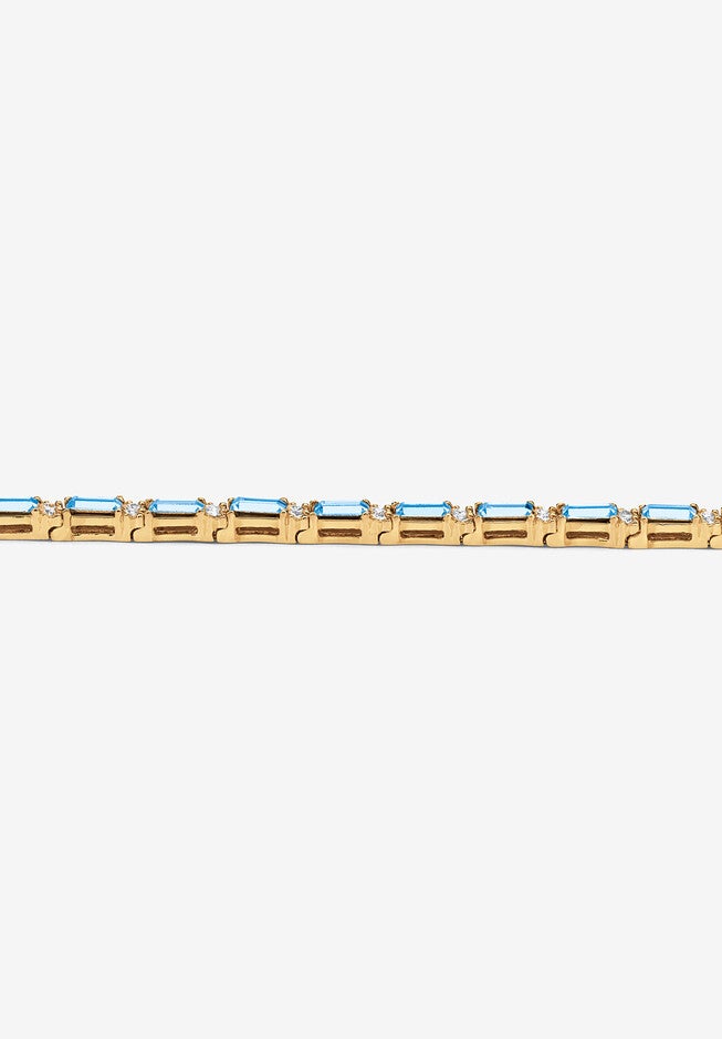 Birthstone Gold-Plated Tennis Bracelet, , on-hover image number 1