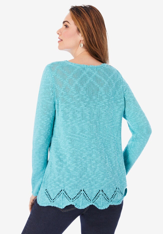 Pointelle Slub Boyfriend Pullover, , on-hover image number null
