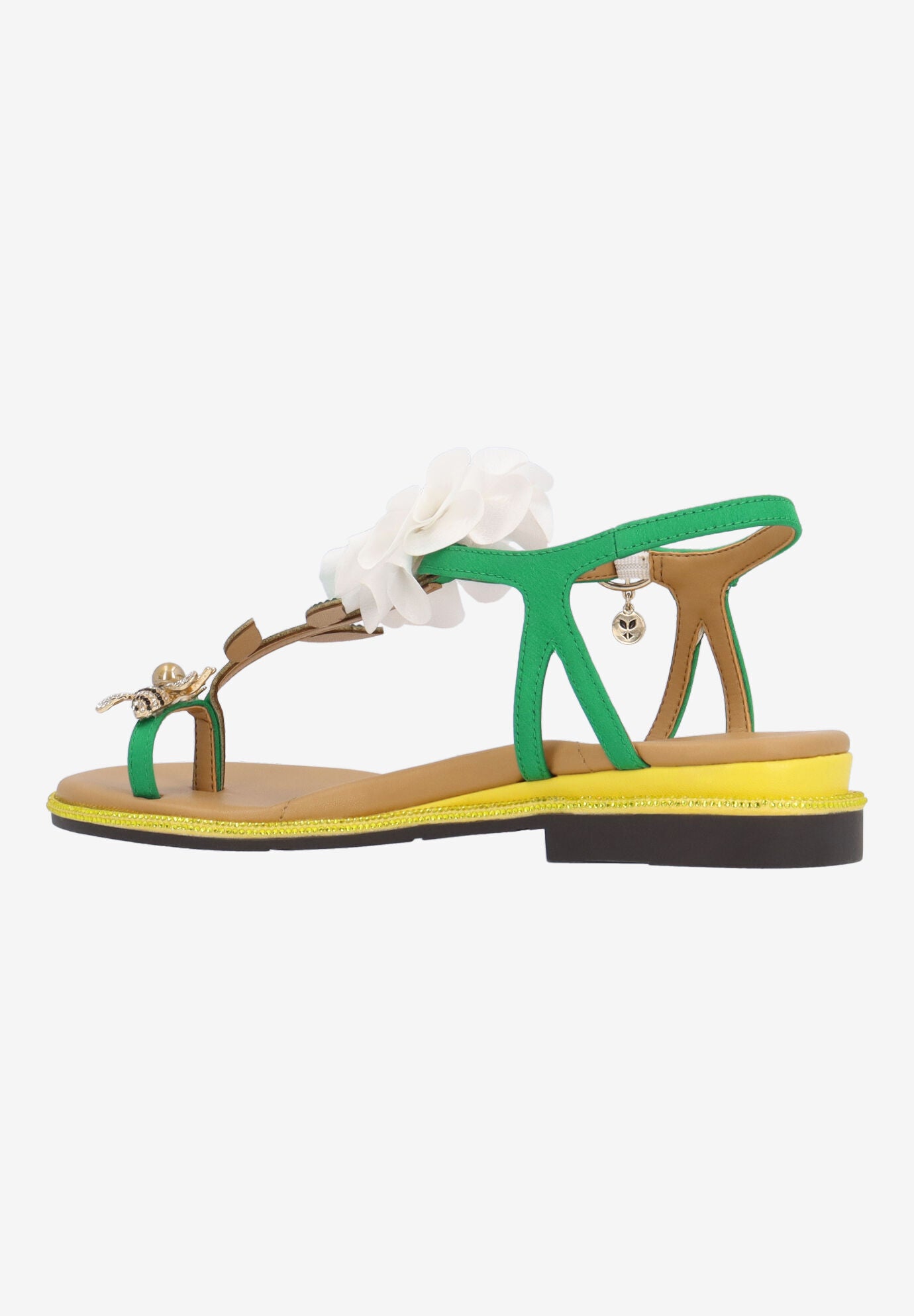 Dazee T-Strap Sandal, GREEN WHITE YELLOW, alternate image number 5