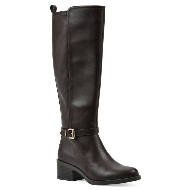 Custard Wide Calf Tall Shaft Riding Boot, DARK BROWN, hi-res image number 0