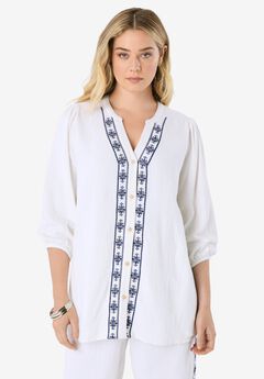 Embroidered Button-Down Shirt