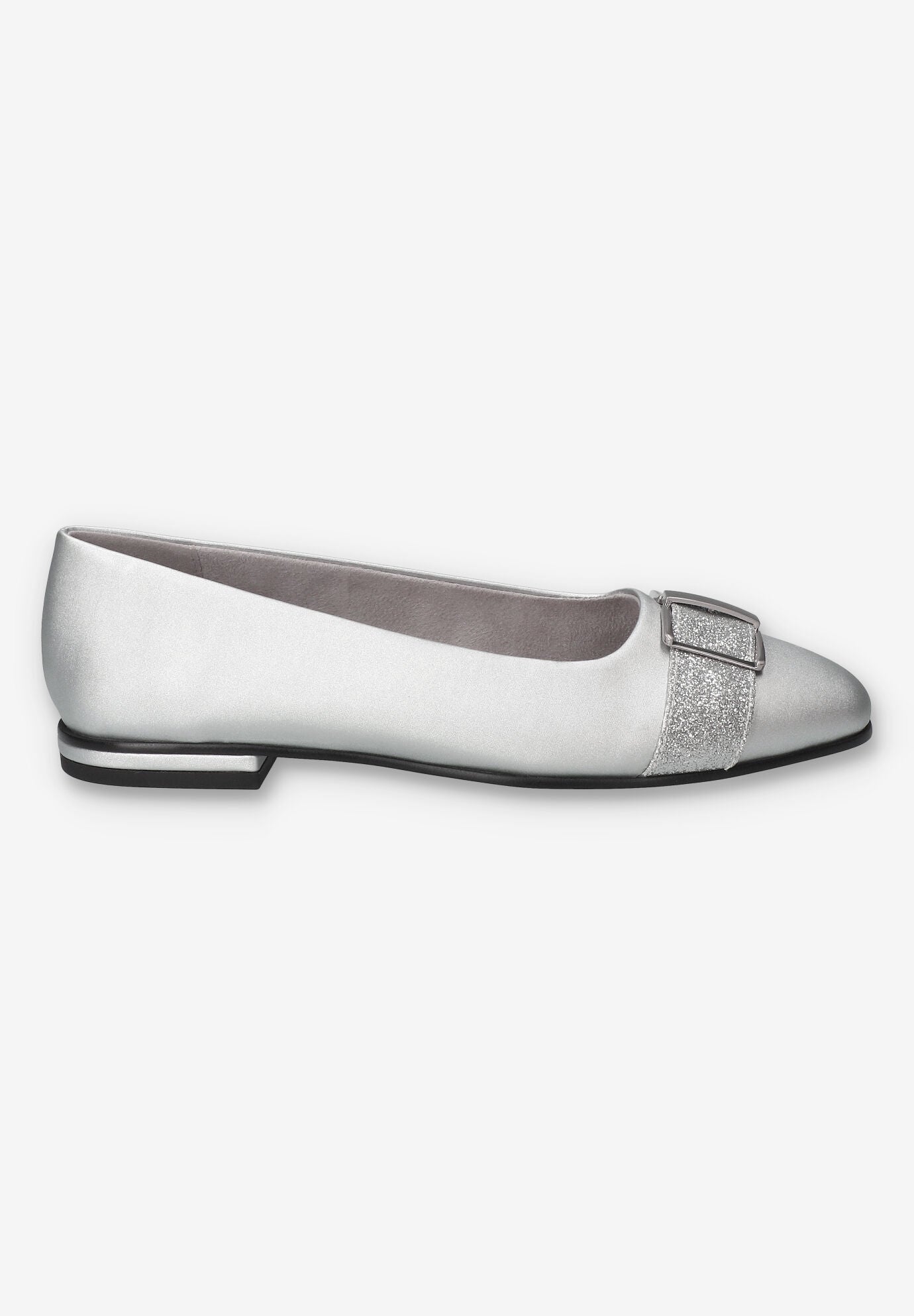 Keely Square Toe Flat, SILVER SATIN, alternate image number 2
