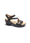 Cindy Ankle Strap Wedge Sandal, BLACK EMBOSSED, hi-res image number null