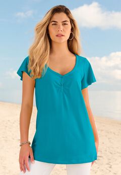 Plus Size Cotton Ultimate Flutter Sleeve Sweetheart Tee