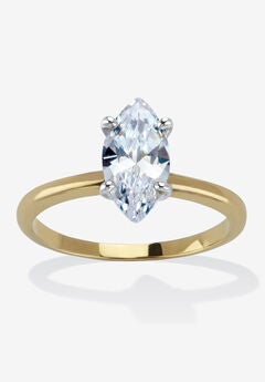 2.0 Tcw Marquise Cubic Zirconia 18K Gold-Plated Solitaire Engagement Ring