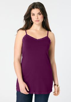 Lace Trim Knit Cami with Adjustable Straps
