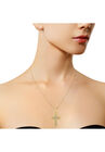 Yellow Flashed Sterling Silver Champagne Diamond Filigree Cross Pendant Necklace, , alternate image number null