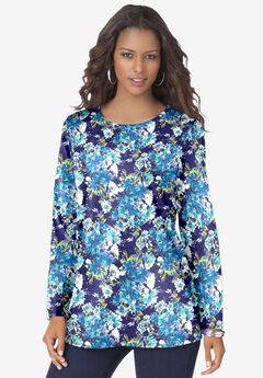 Plus Size Cotton Ultimate Long Sleeve Crewneck Tee