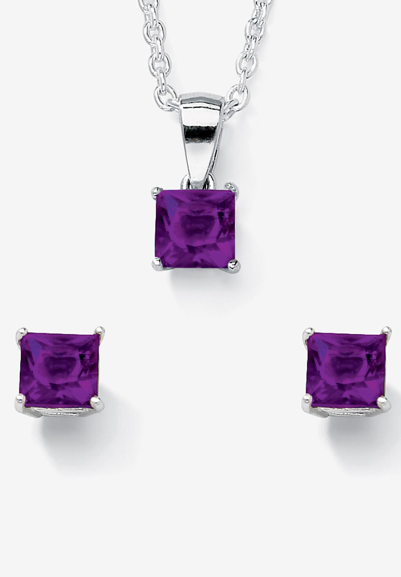 Birthstone Jewelry Set In .925 Silver, FEBRUARY, hi-res image number 0