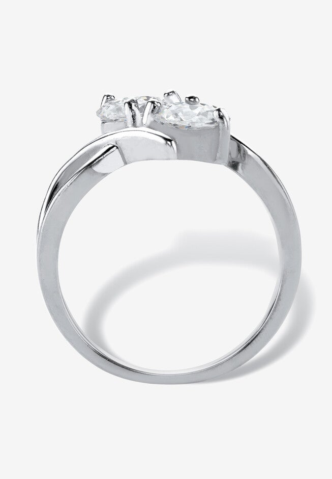 1.96 Cttw Cubic Zirconia .925 Sterling Silver 2-Stone Bypass Ring, , on-hover image number 1