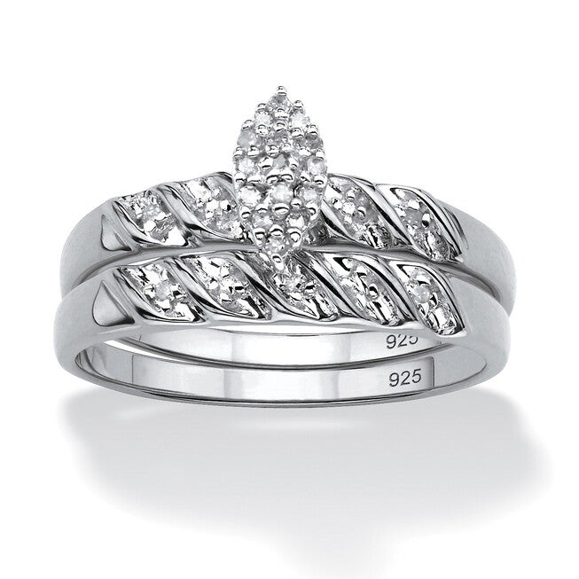 1/10 TCW Diamond Two-Piece Bridal Set in Platinum-plated Sterling Silver, WHITE, hi-res image number 0