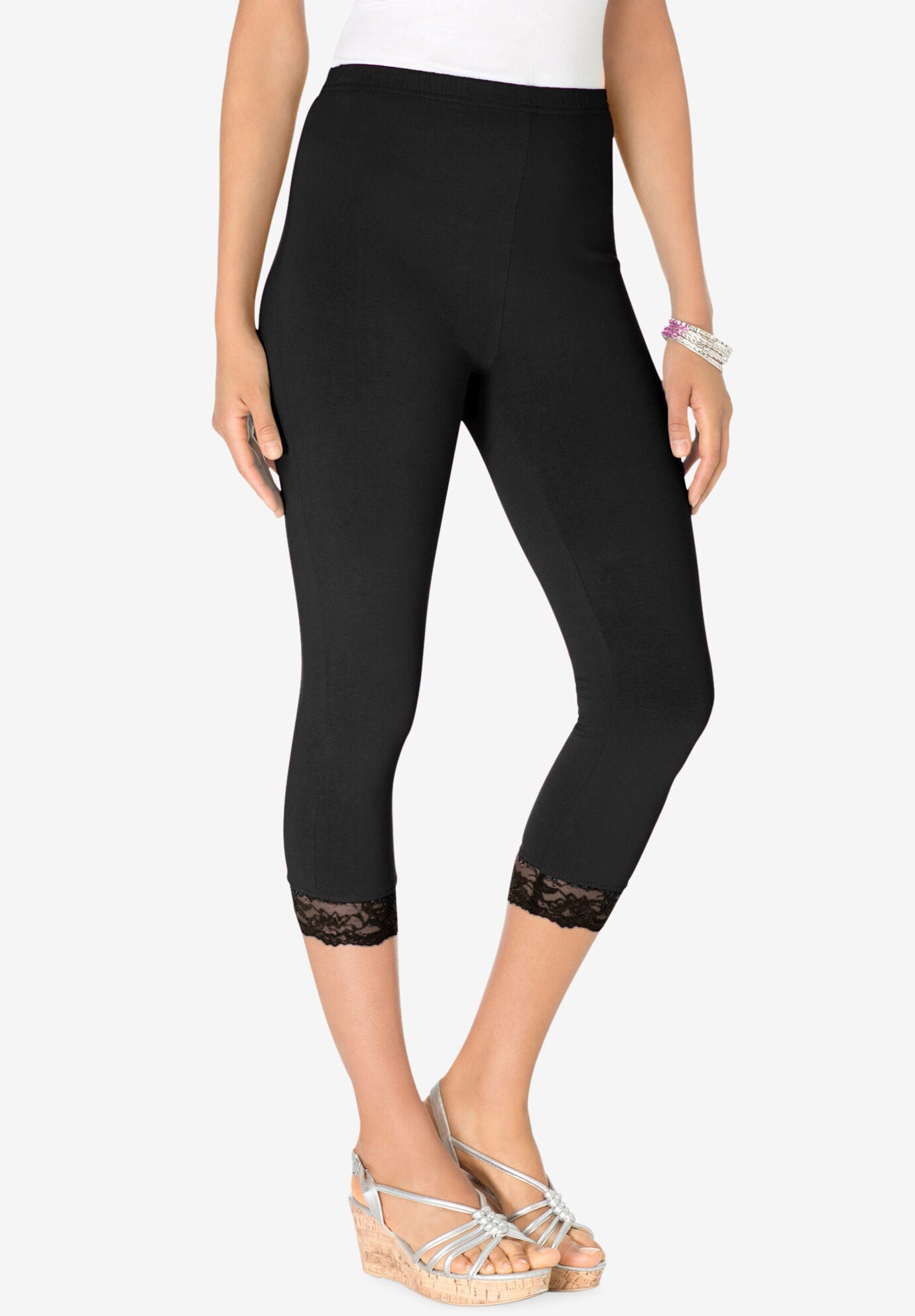 Capri tights with lace trim hot sale