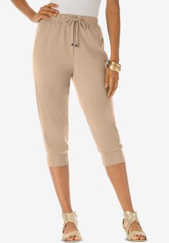 Plus Size Soft Knit Capri Pant with Drawstring Waist