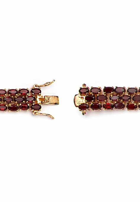 Gold & Sterling Silver Tennis Bracelet with Garnet, , on-hover image number null