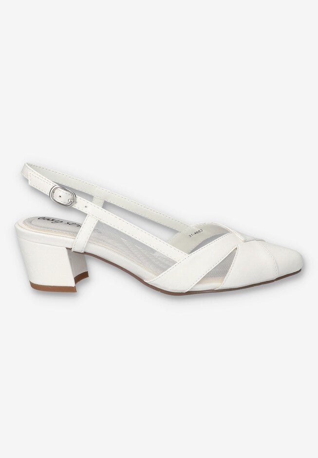 Avena Block Heel Slingback Pump, WHITE, alternate image number null