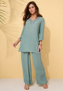 Hand Crinkled Embellished Tunic