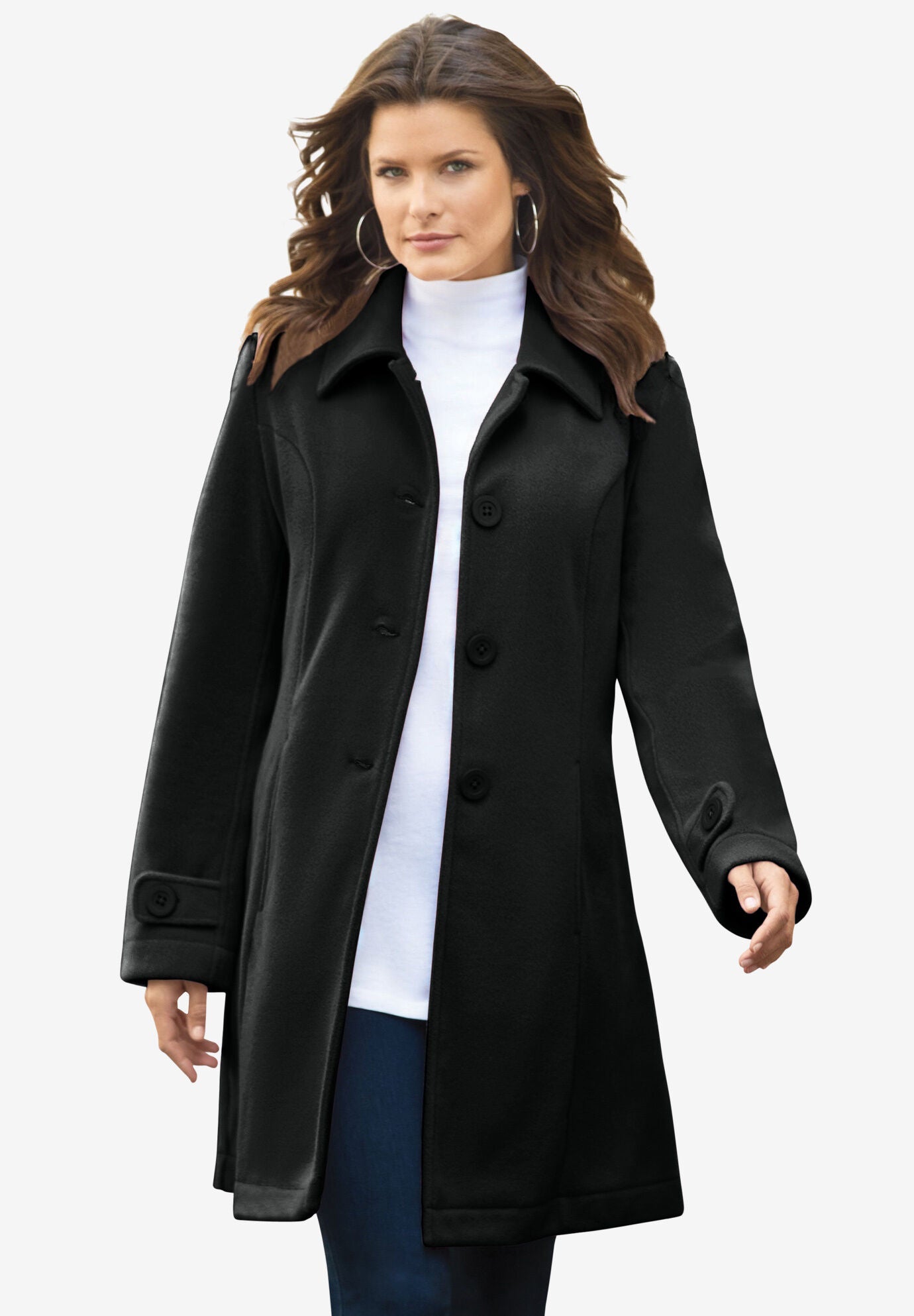 Roamans Womens Plus Size A-Line Driving Coat Wool & Pea ...