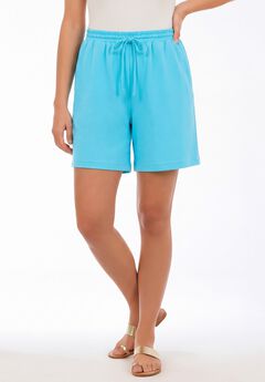 Plus Size French Terry Pull-On Drawstring Shorts