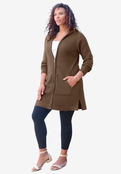 Mega Length Waffle Zip Hoodie