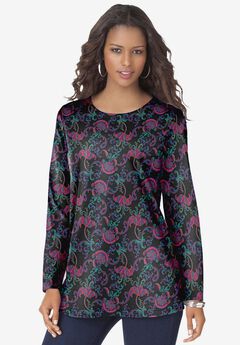 Plus Size Cotton Ultimate Long Sleeve Crewneck Tee