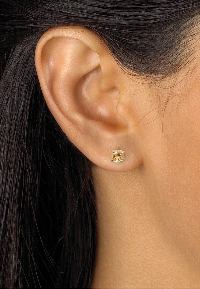4.92 Tcw 5-Pair Set Of Genuine Gemstone Earrings 18K Gold-Plated Sterling Silver, , alternate image number 3