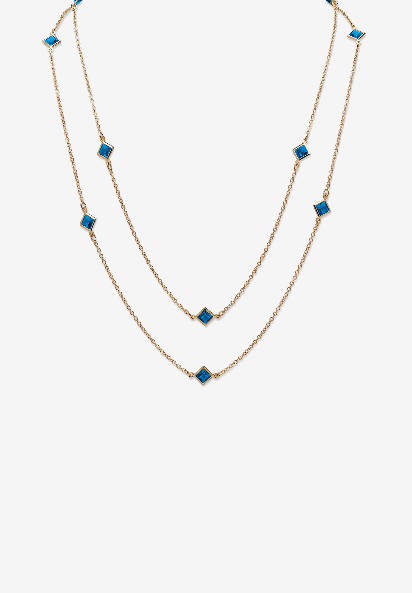 Gold Tone Endless 48 inches Necklace with Princess Cut Birthstone, SEPTEMBER, hi-res image number 0