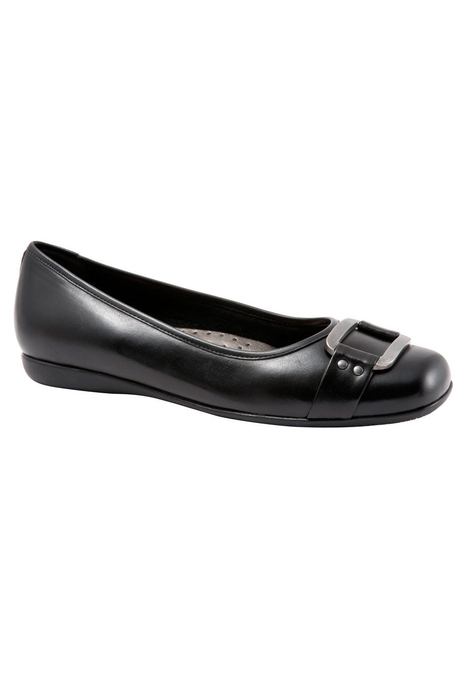 Sizzle Signature Leather Ballet Flat by Trotters®, BLACK LEATHER, hi-res image number 0