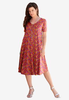 Ultrasmooth® V Neck Swing Dress