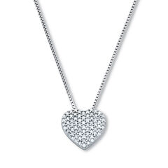 .22 TCW Diamond Sterling Silver Heart Pendant and Chain 18 Inches