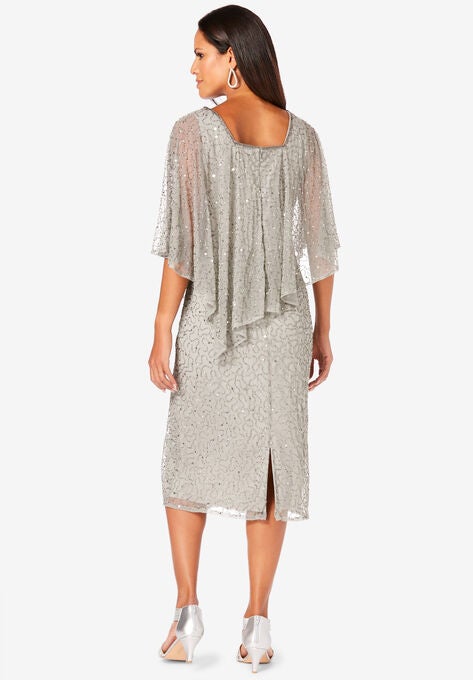 Embellished Capelet Dress, , on-hover image number null