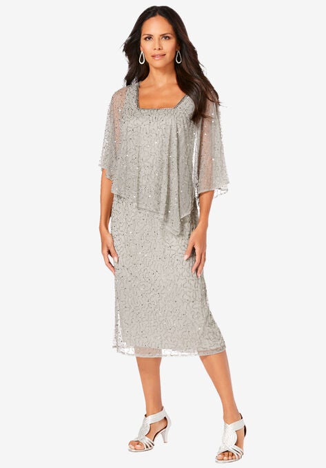 Embellished Capelet Dress Plus Sizeformal Special Occasion