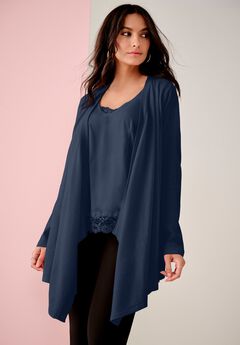 Plus Size Lightweight Handkerchief Hem Cardigan Sweater