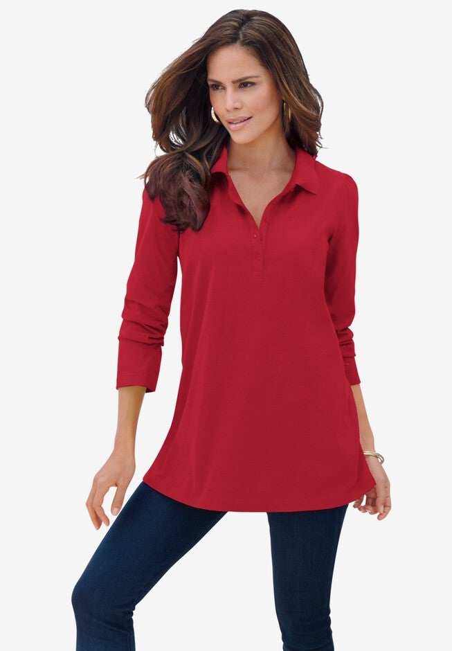 Long Sleeve Polo Ultimate Tee, CLASSIC RED, hi-res image number 0