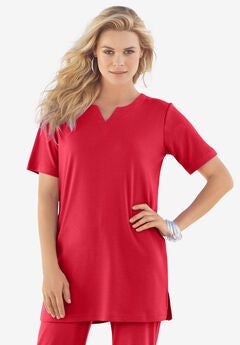 Notch-Neck Soft Knit Tunic