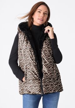 Plus Size 2-in-1 Puffer and Faux Fur Vest