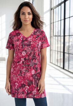 Plus Size Ultimate Cotton V-Neck Short Sleeve Tunic
