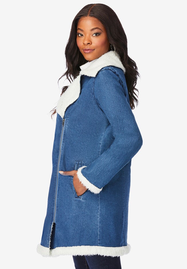 Sherpa-Lined Denim Jacket, , alternate image number null