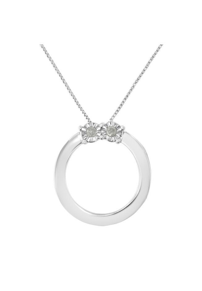 Silver 1/10 Cttw Diamond Open Circle Pendant Necklace, SILVER, hi-res image number 0