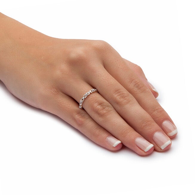 Diamond Accent Stackable Eternity Promise Ring in 10k Yellow Gold, WHITE, alternate image number 2