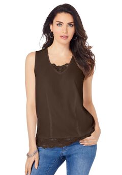 Lace Trim Satin Tank
