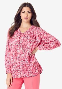 Smocked V-Neck Tunic