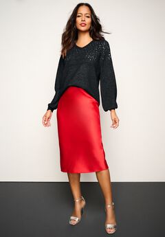 Embellished Pullover Sweater with Blouson Sleeves
