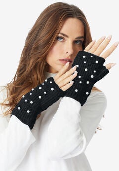Pearl-Embellished Fingerless Gloves