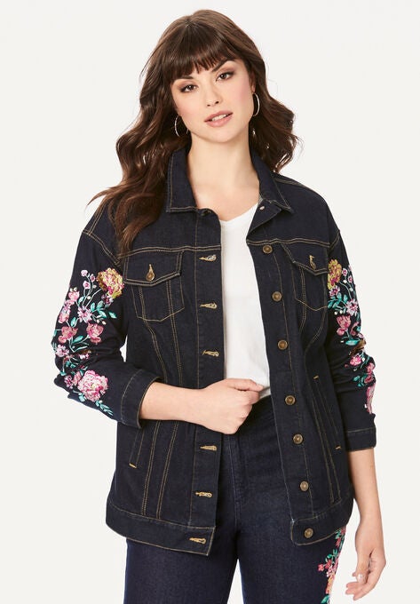 Embellished Boyfriend Jacket, MULTI EMBROIDERED BOUQUET, hi-res image number null