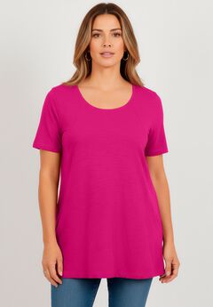 Plus Size Scoopneck Short Sleeve Pocket Tunic